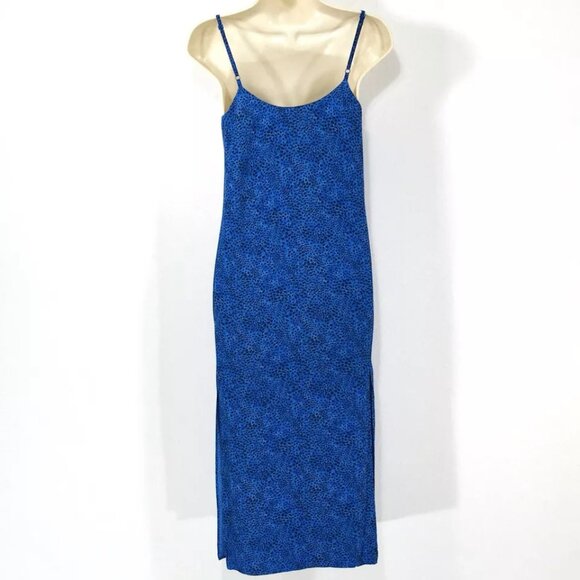 & Other Stories Leopard Print Midi Slip Dress Sz 0 Adjustable Straps Side Slits - Picture 11 of 15